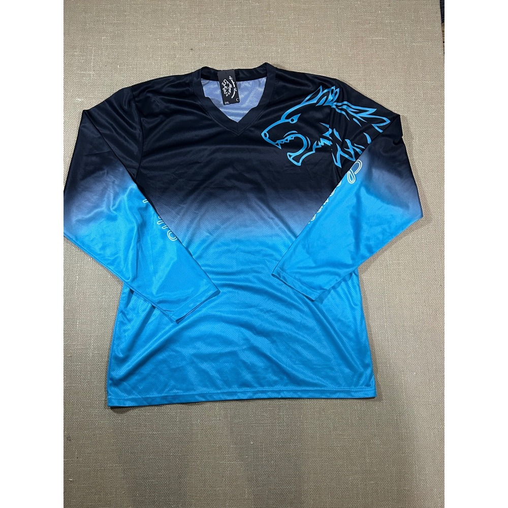 NWT Wisdom Leaves Mens 2XL Long Sleeve Mountain Bike Jersey Blue Black Ombre
